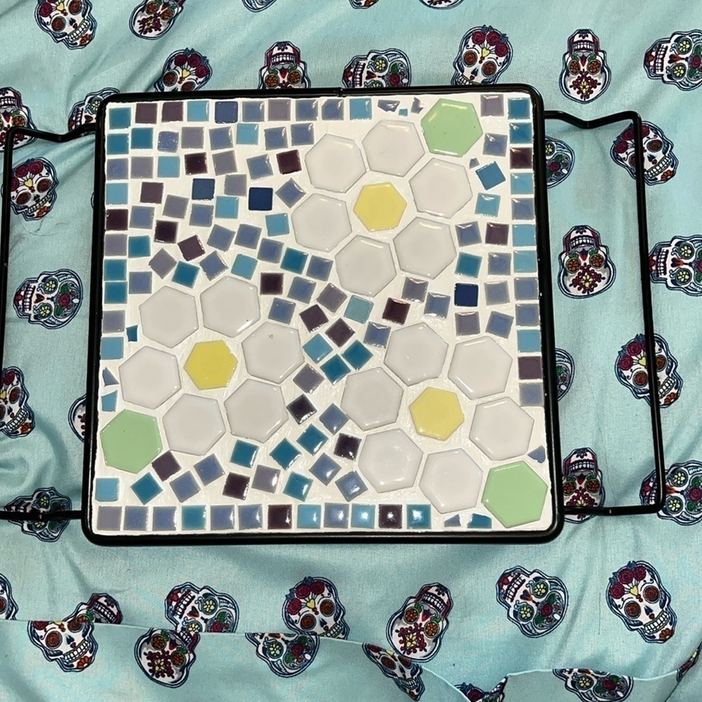 Vintage mosaic tile trivet 1950s hand crafted excellent vintage condition